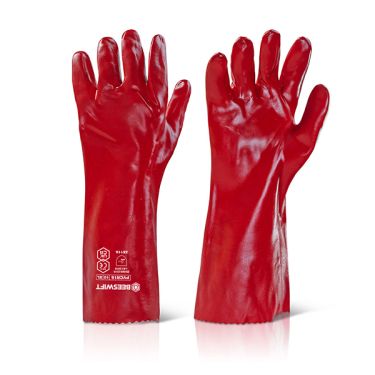 Click Here To Enlarge This Photo Of PVC GAUNTLET RED 16"