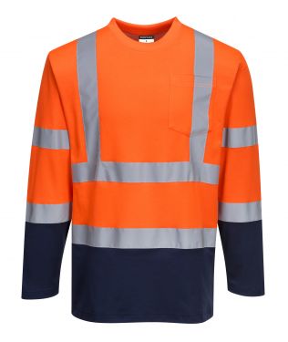 Click Here To Enlarge This Photo Of Two-Tone Long Sleeved Cotton Comfort Polo (S280)