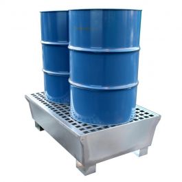 STEEL BUNDED 2 DRUM GALVANISED SPILL PALLET (F3100225)